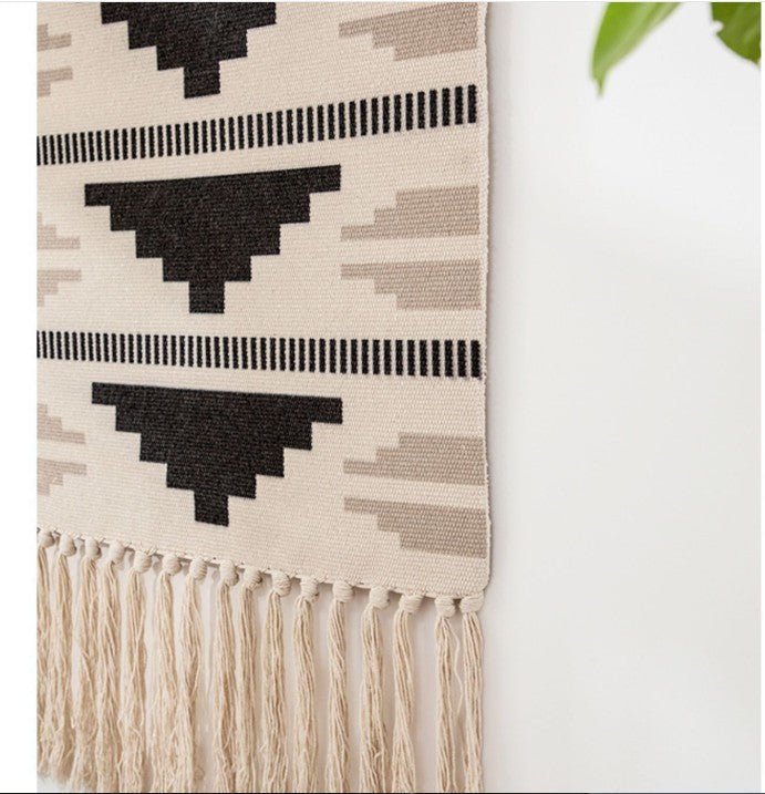 Nordic Tapestry Wall Hanging with Fringe for Bedroom