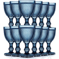 Embossed Diamond Wine Goblets — Set of 12, Sapphire, 10 oz