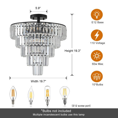 Large Black Crystal Chandelier, Contemporary Style, Dining & Living Room