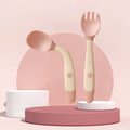 2PCS Soft Silicone Baby Utensils Fork and Spoon Set