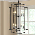 8-Lantern Tiered Chandelier, Industrial Farmhouse Style