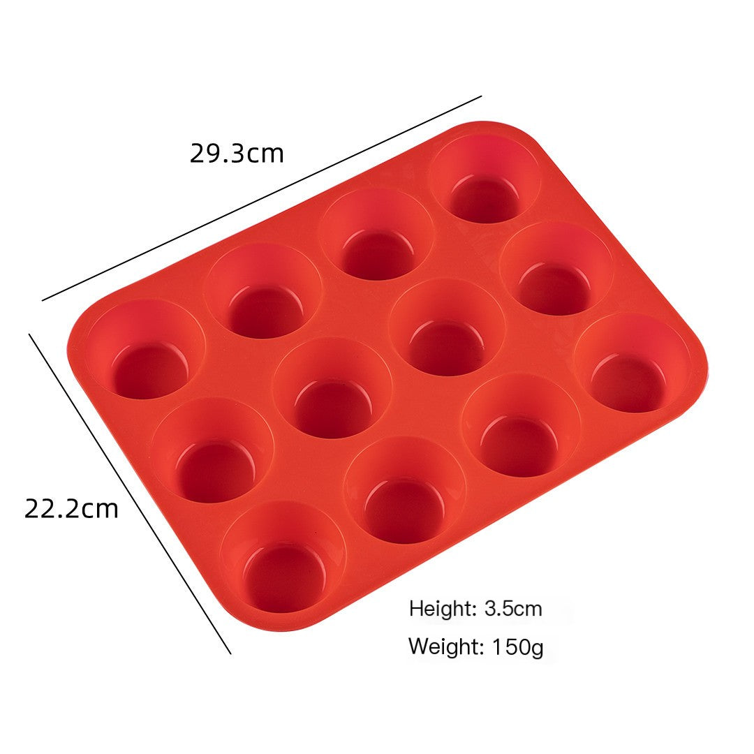 Thickened 12-Hole Round Silicone Cake Mold