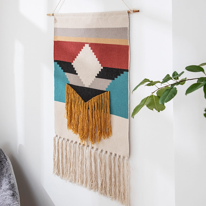 Nordic Tapestry Wall Hanging with Fringe for Bedroom