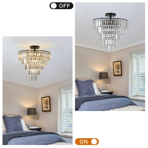 Large Black Crystal Chandelier, Contemporary Style, Dining & Living Room