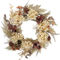 20 Inch Fall Wreath with Faux Hydrangea & Pampas, Boho