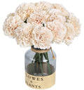 Artificial Carnation Silk Flowers with Stems, Champagne, Set of 15