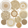 LOMOHOO Set of 11 Boho Wall Basket Decor Wicker Woven Wall Basket Decorations Bohemian Handcrafted Round Basket Hanging decor Bulrush Wall Art Decors for Living Room Rustic Home