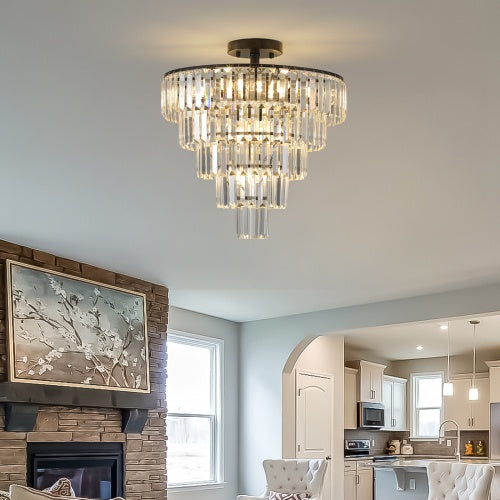 Large Black Crystal Chandelier, Contemporary Style, Dining & Living Room