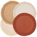 Woven Cotton Round Placemats — Set of 4, Boho, 13 Inch