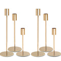 KDJFIIH Gold Candlestick Holders Bulk for Taper Candles Decorative Metal Candelabra Candle Holders Fit 0.8 Inch Diameter Candles Gold Taper Candle Stands for Wedding Home Party Table Decor (Set of 6)