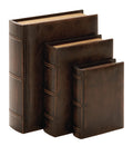 Deco 79 Wooden Decorative Box Faux Storage Book Book Shaped Boxes with Faux Leather Detailing Set of 3 Decorative Keepsake Boxes 13" 10" 8"H Brown