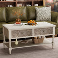 Vintage Farmhouse Coffee Table with Drawers, 2-Tier, Wood