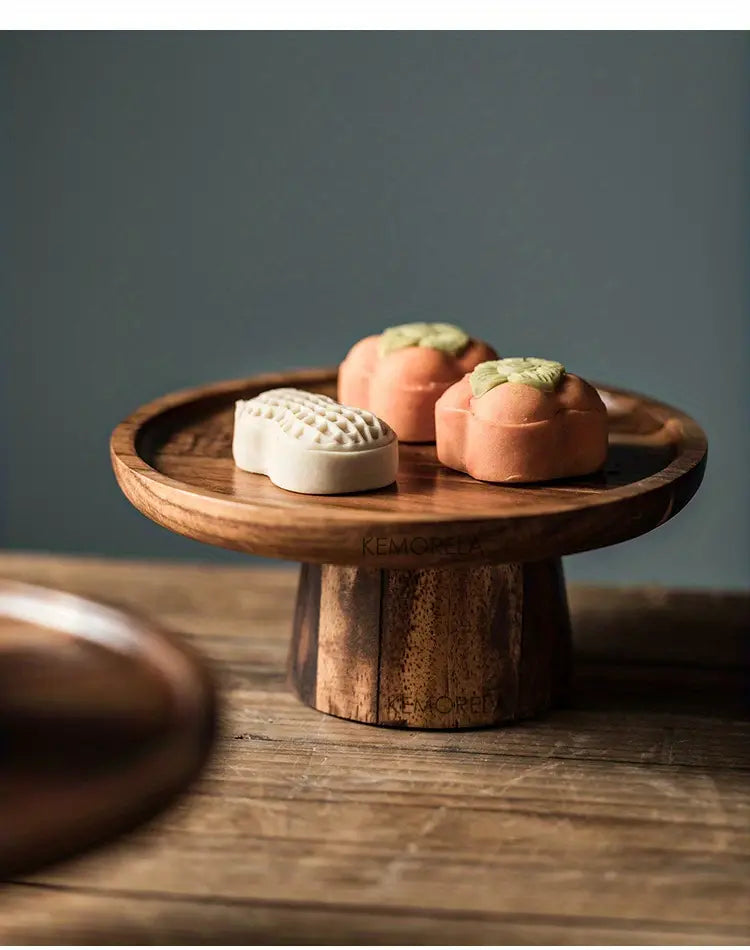 Wooden Round Dessert Plate - Creative Food Serving Tray