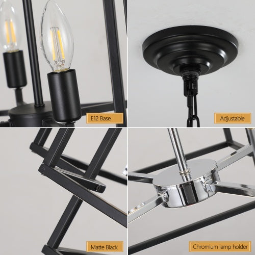 8-Lantern Tiered Chandelier, Industrial Farmhouse Style