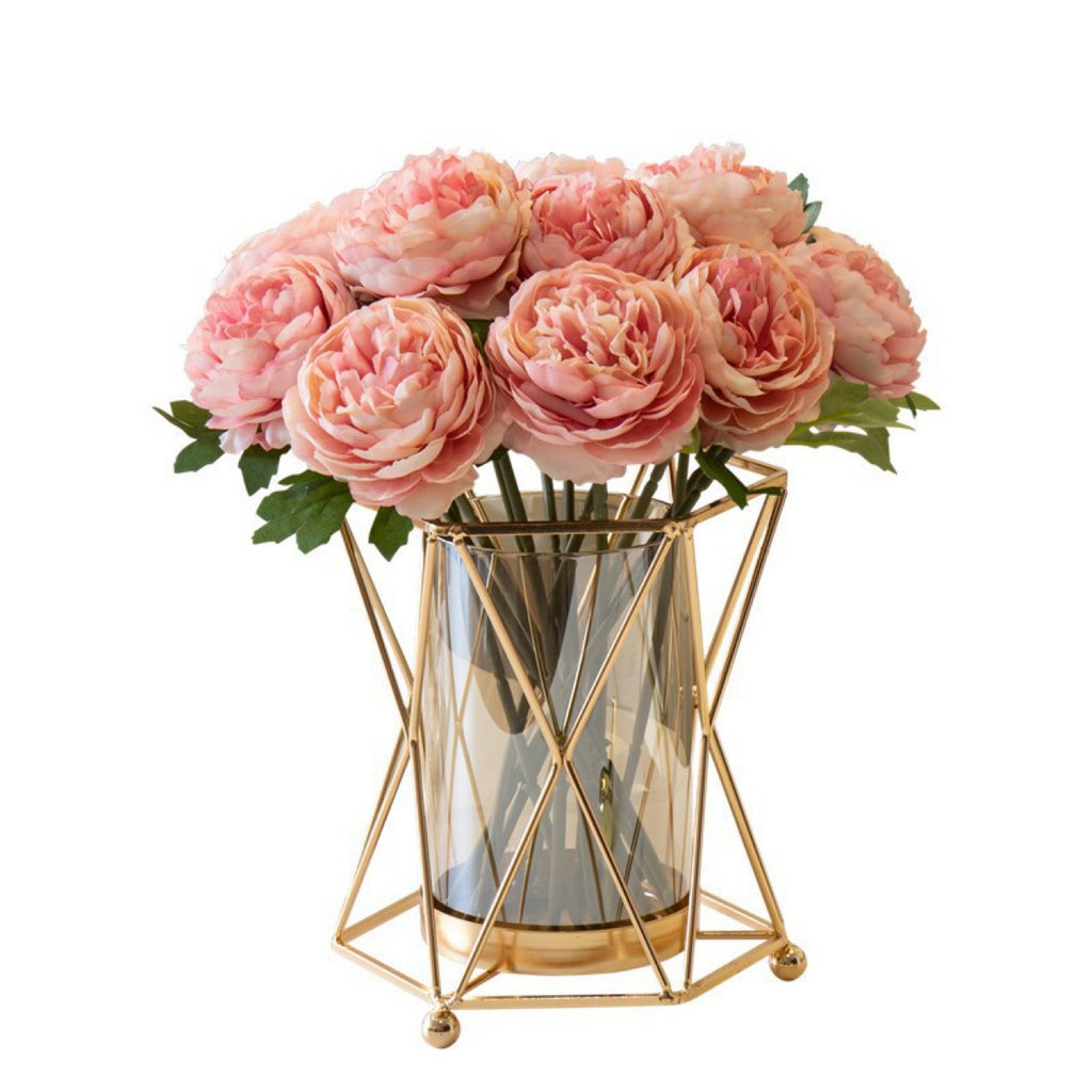 Chinese European Floral Arrangement Glass Vase Decor