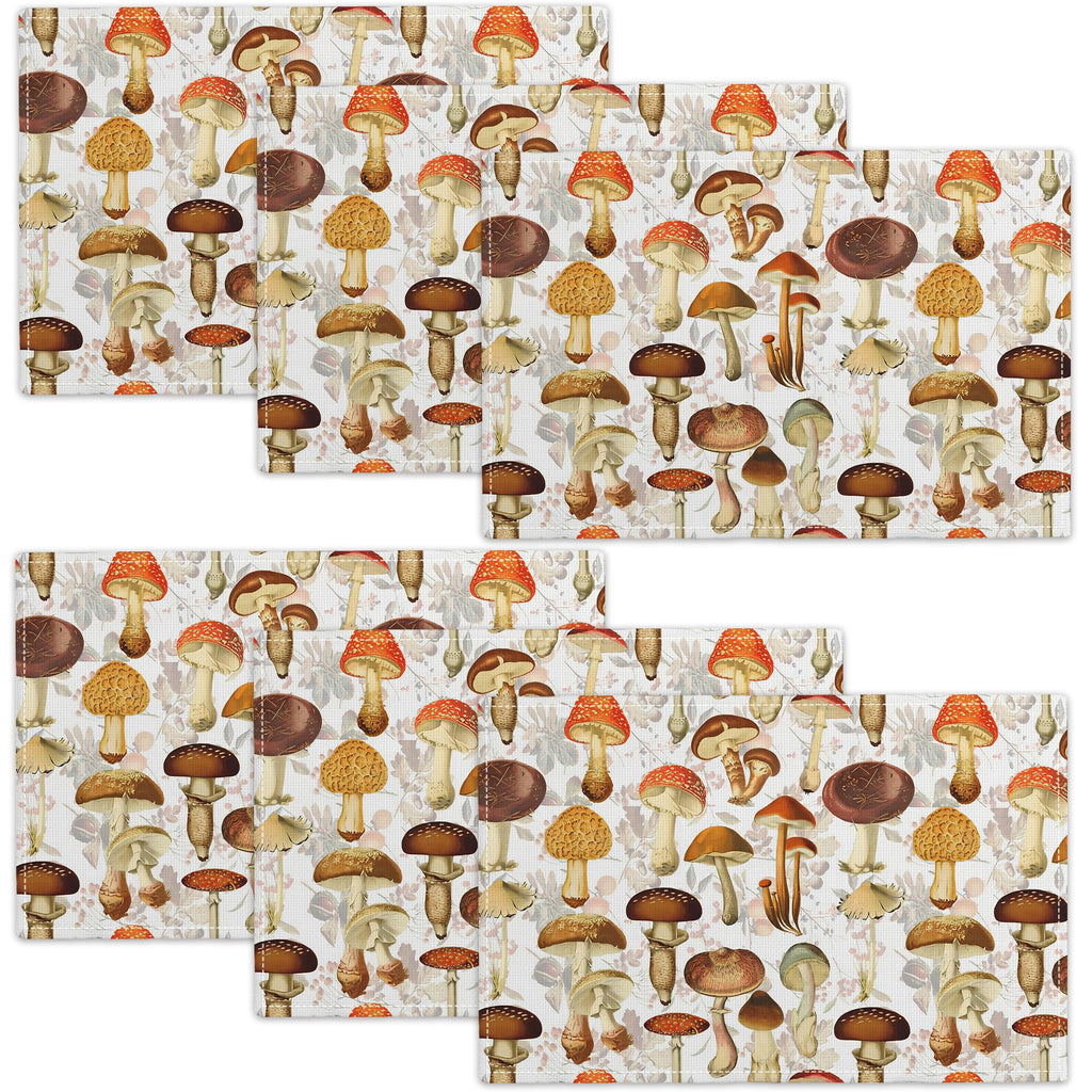 Mushroom Print Placemats — Set of 6, 12 × 18 Inch