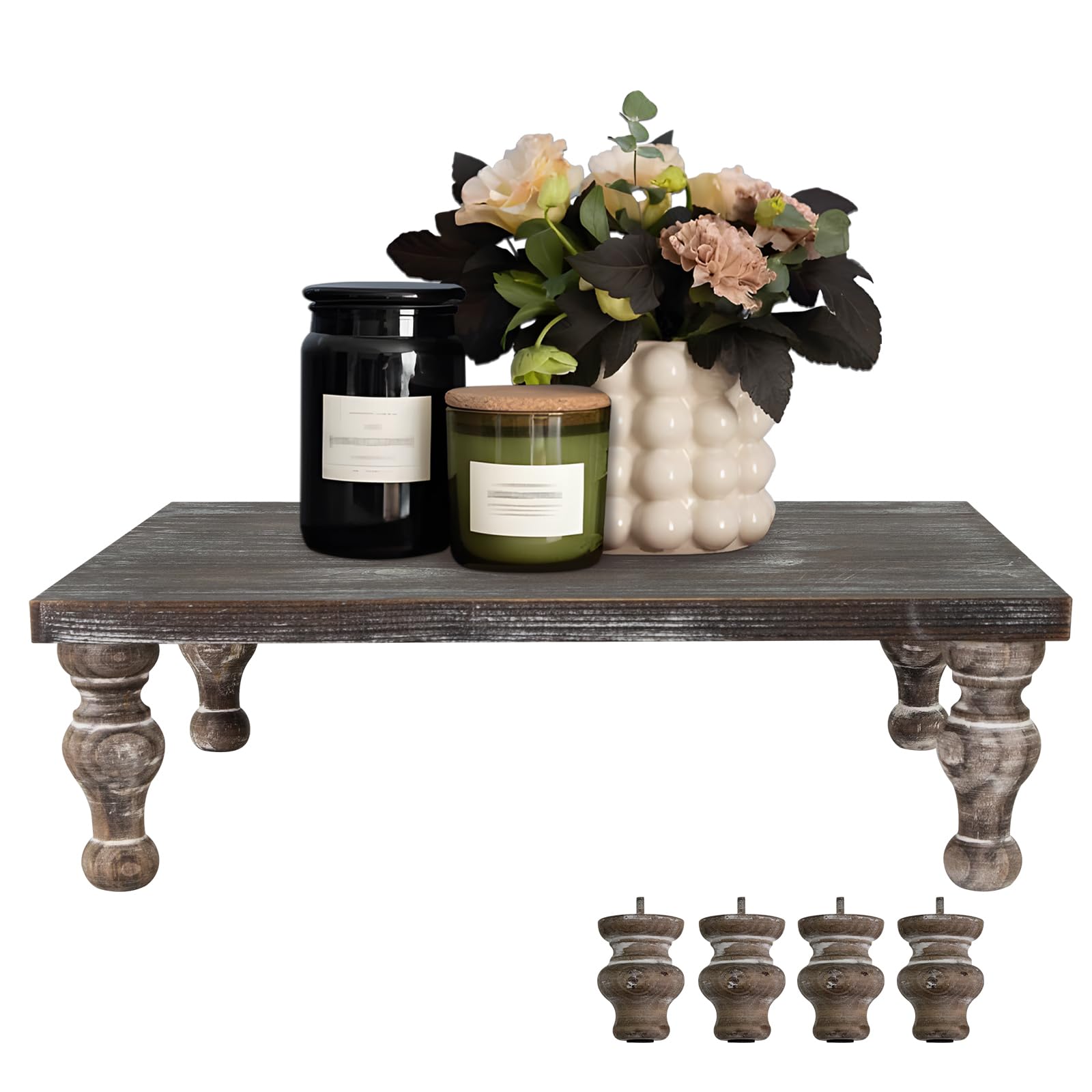 Wooden Display Riser Pedestal Stand, Farmhouse, Vintage Brown