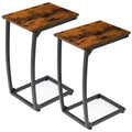 LAKEMID C Shaped End Table Set of 2 Side Table for Couch Small Sofa Table with Metal Frame Couch Table for Small Spaces TV Tray Table for Living Room Bedroom (Rustic Brown)