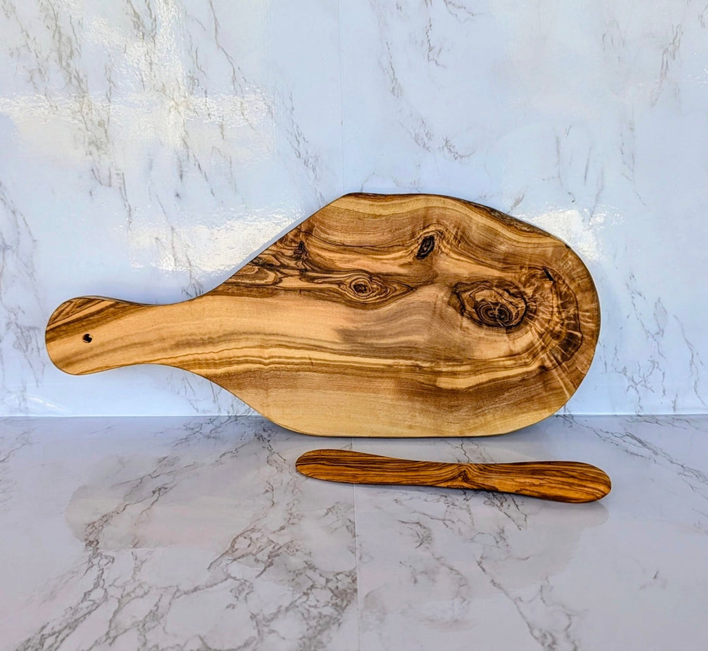 Mediterranean Olive Wood Bread & Butter Set. 2-Pcs