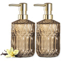 EMPO Clear Glass Soap Dispenser with ABS Plastic Pump Lotion Dispensers for Kitchen Bathroom (2pack Brown)