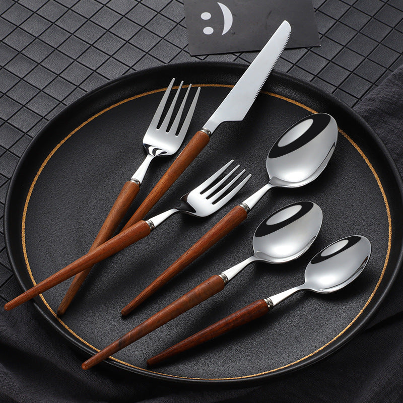 Wood-Handle Cutlery Set