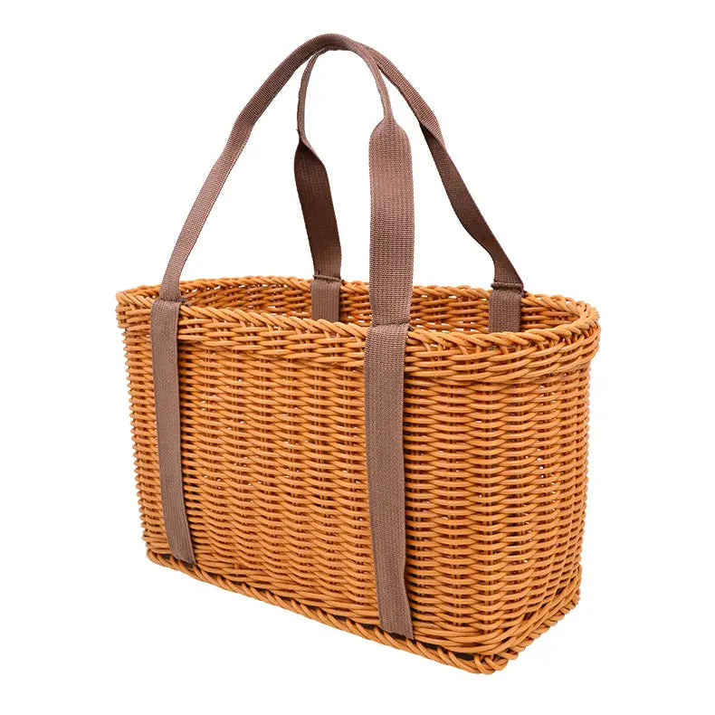 Outdoor Portable Picnic Basket with Imitation Rattan Weave