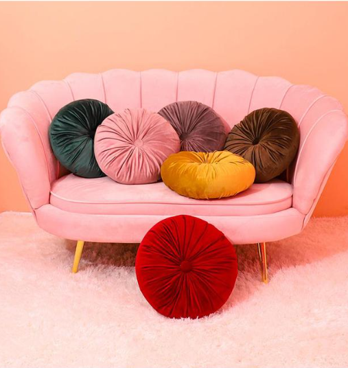 Handmade Velvet Round Throw Pillow