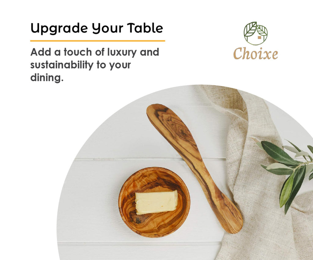 Mediterranean Olive Wood Bread & Butter Set. 2-Pcs