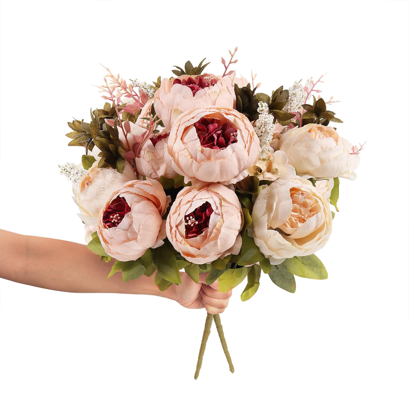 Artificial Peony Silk Flowers for Wedding & Home Decor, Light Pink, Set of 2