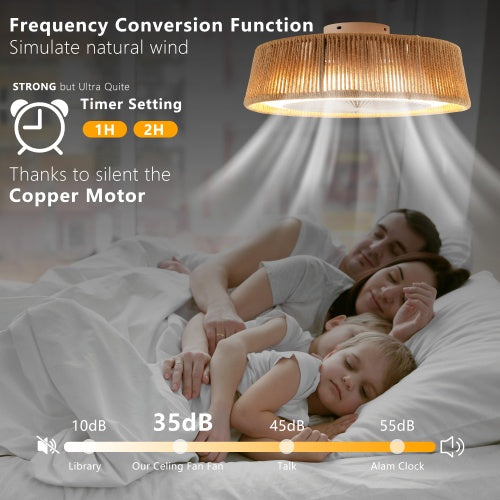 Bohemian Style LED Dimmable Ceiling Light with Built-in Fan, Remote Control
