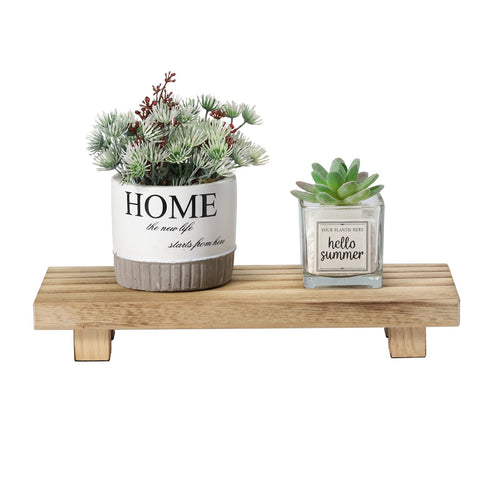 beheart Wood Riser for Home Decor Small Plant Stands Decorative Wood Risers Wood Pedestal Stand Rustic Wooden Trays for Kitchen Counters (11.8x4.7x2 inches)