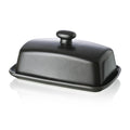 Large Porcelain Butter Dish with Lid, Matte Black