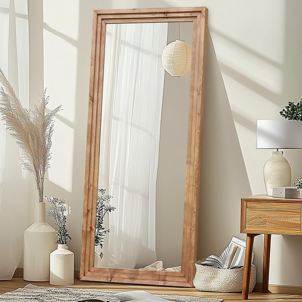 76" x 34" Full Length Mirror with Solid Wood Frame – Floor Mirror for Living Room & Bedroom