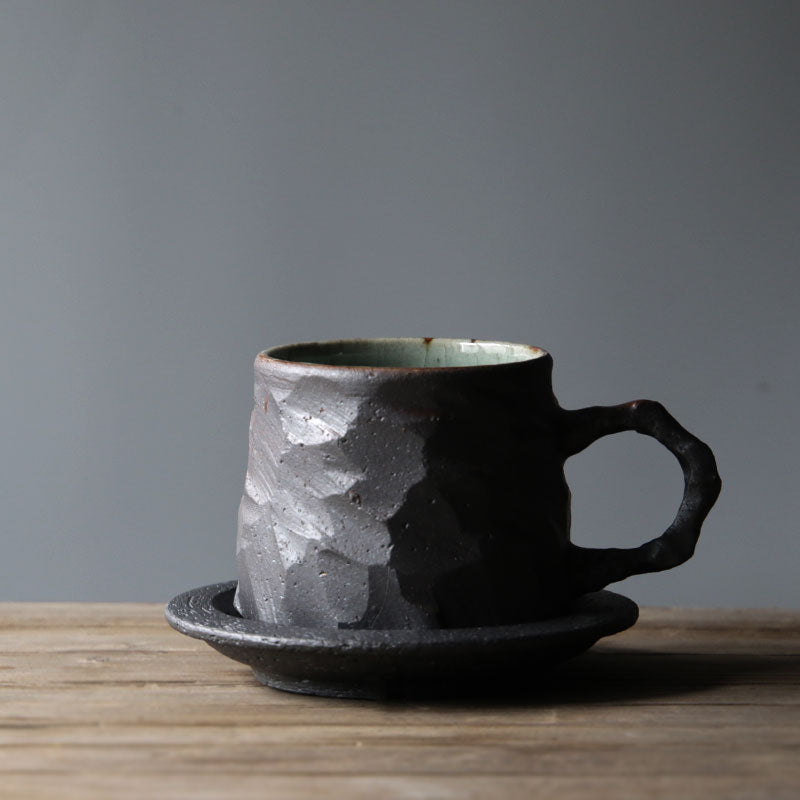 Japanese Vintage Ceramic Coffee Cup and Saucer Set
