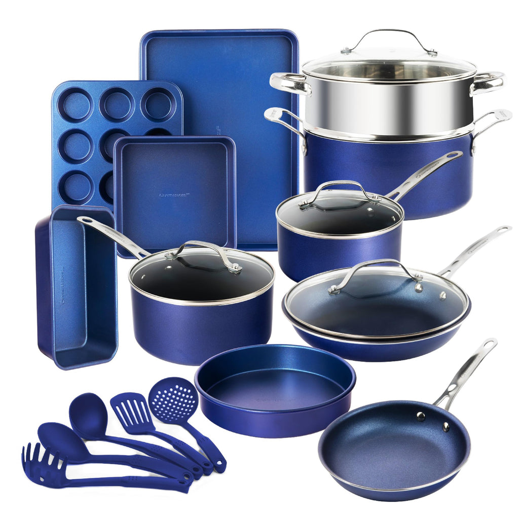 GraniteStone Nonstick Cookware Set, 20 Piece, Blue Diamond