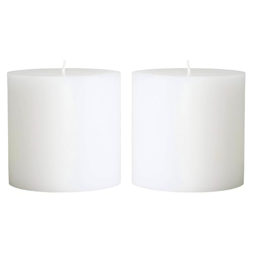Mister Candle Non Scented Pillar Candle Unscented 4 x 4 Inch Candles (Set of 2) Hand Poured White Unscented Candles for Home Decor Premium Wax Smokeless & Dripless 80 Hour Burn Time