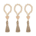 Rustic Wood Bead Garland with Farmhouse Tassels Decor