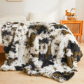 Cow Print Faux Fur Throw Blanket — Brown, 60 × 90 Inch