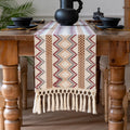 Boho Macrame-Style Table Runner with Tassels, 12 x 72 Inch