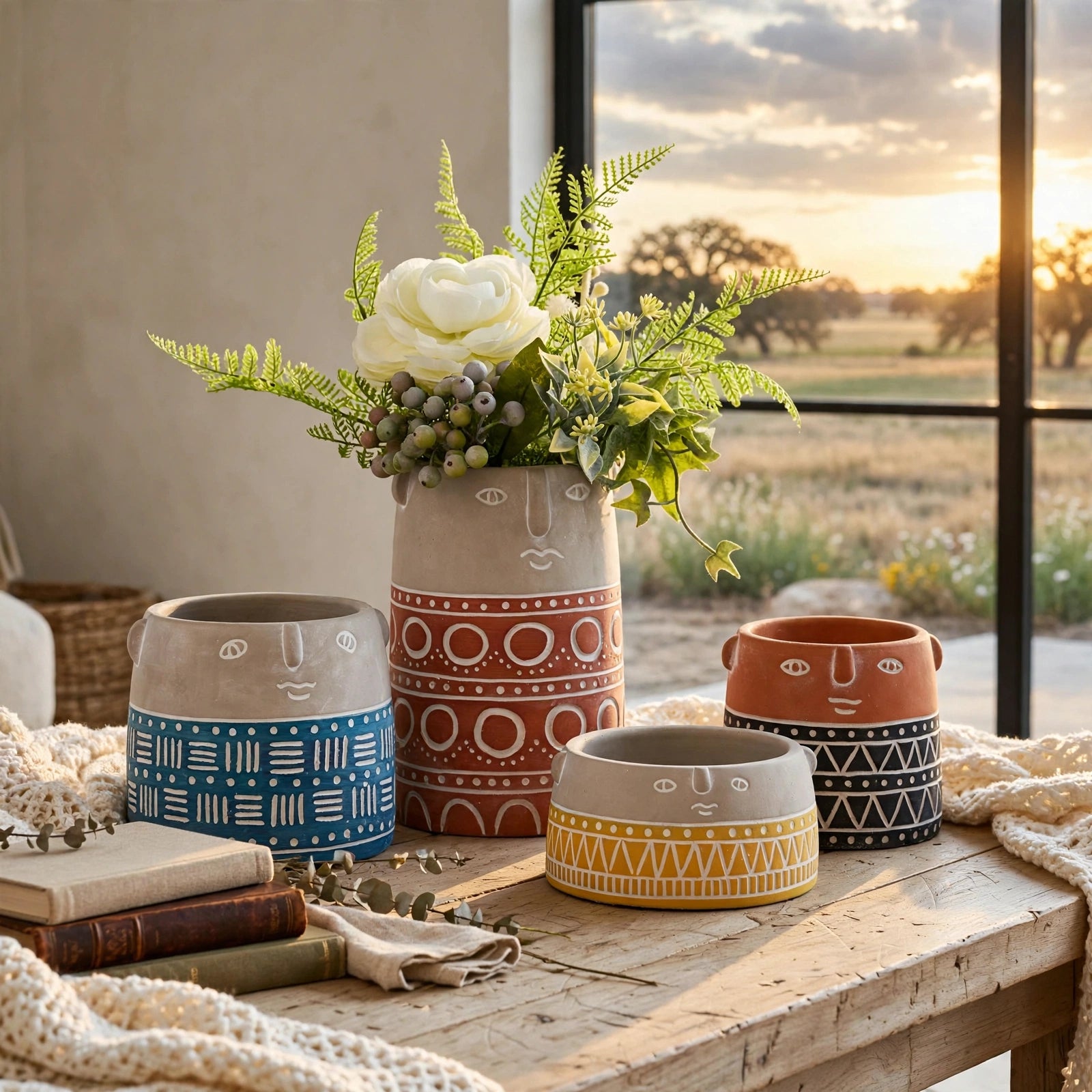 Playful Cement Planter — Four Colors