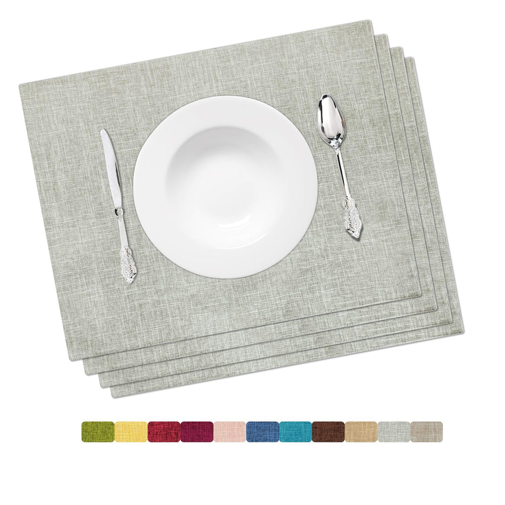 Washable Placemat Set of 4, Elegant Cloth Table Mats, Gray