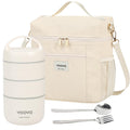 Stackable Stainless Steel Thermal Lunch Box with Bag & Cutlery Set