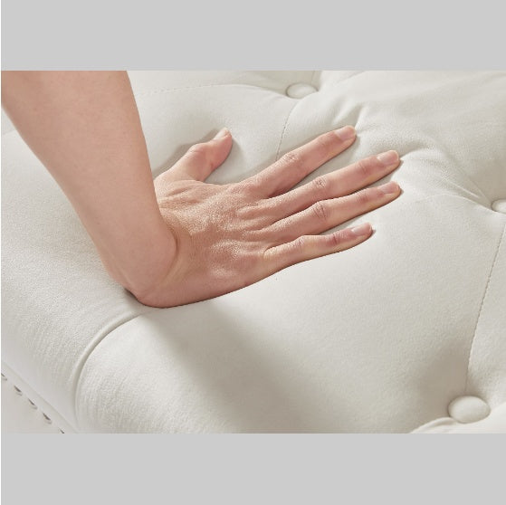 Velvet Ottoman, Beige