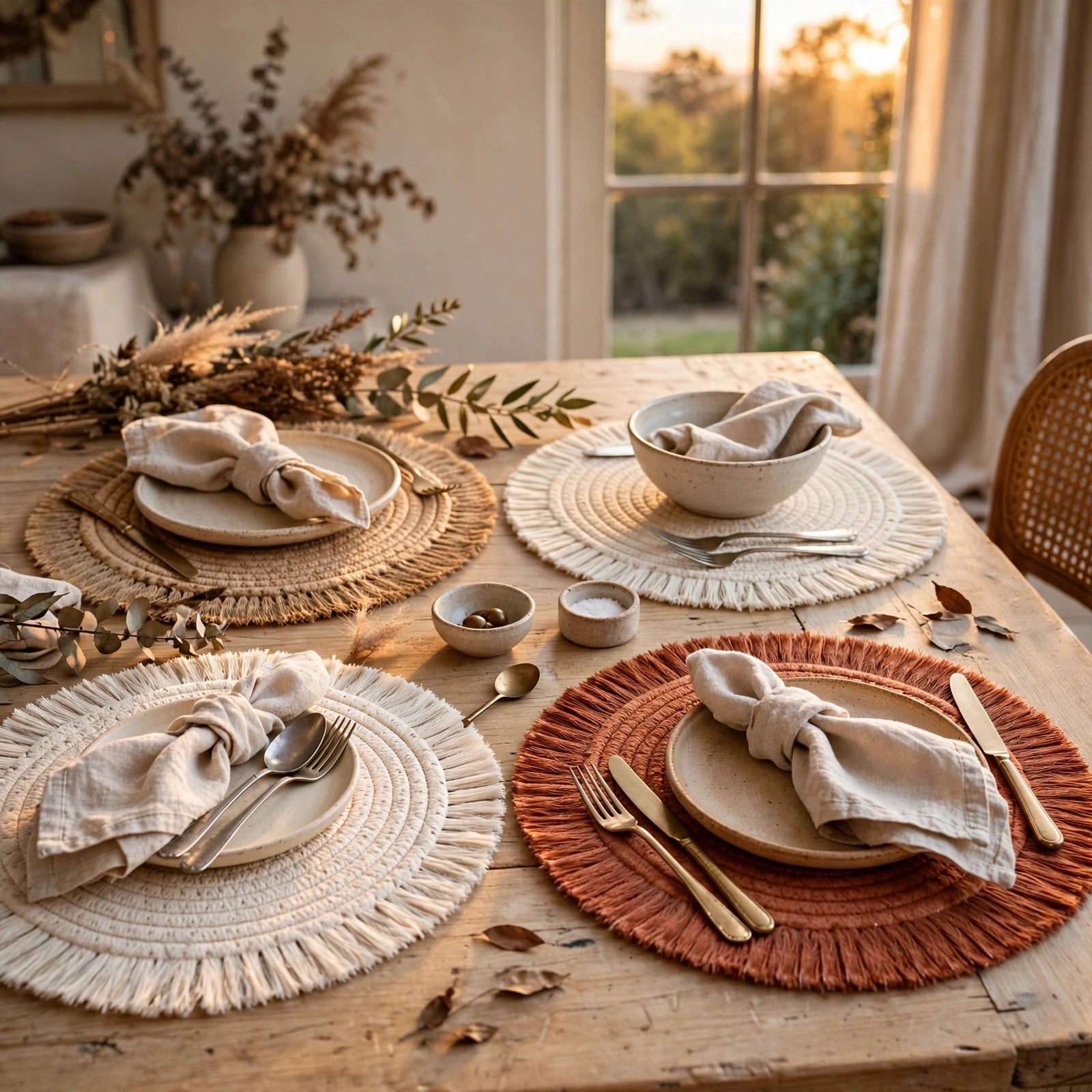 Woven Cotton Placemats — Set of 4, 13 in