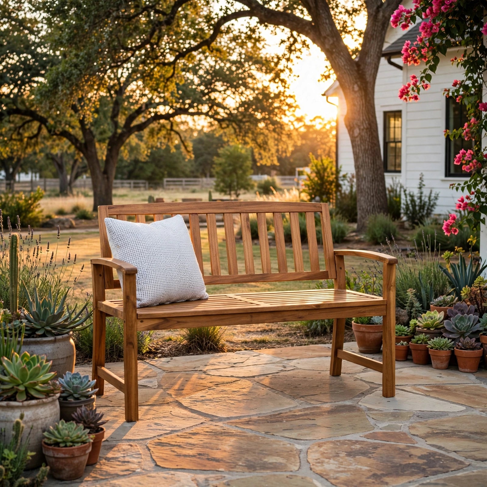 Farmhouse Acacia Wood Stool